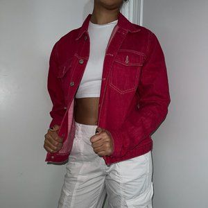 Women's Tommy Hilfiger Button Up Hot Pink Denim Jean Jacket